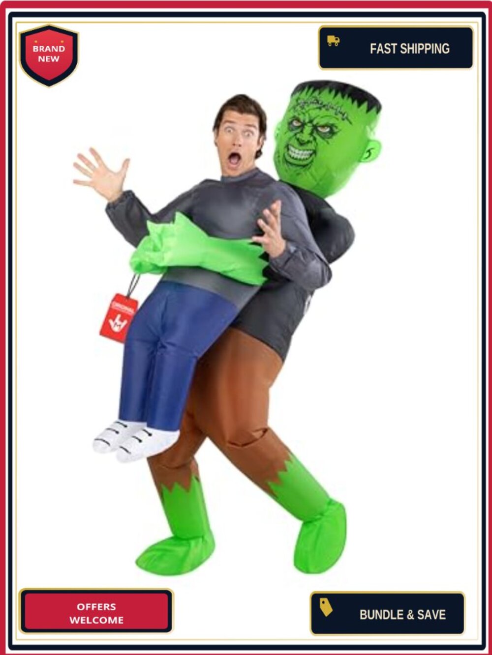 Inflatable Frankenstein Monster Costume Adult Blow Up Suit Halloween Party